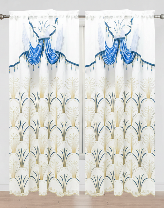 HAYDEN Blue  beaded Curtain with Beaded Valance