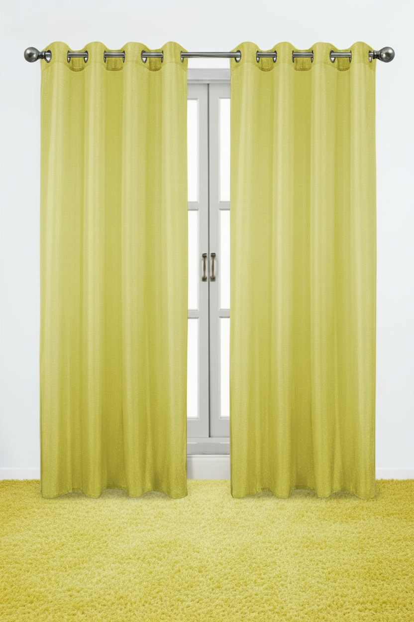 Metallic Sheer Shimmering Lurex Sheer Grommet Window Panel, 54 x 90 Yellow