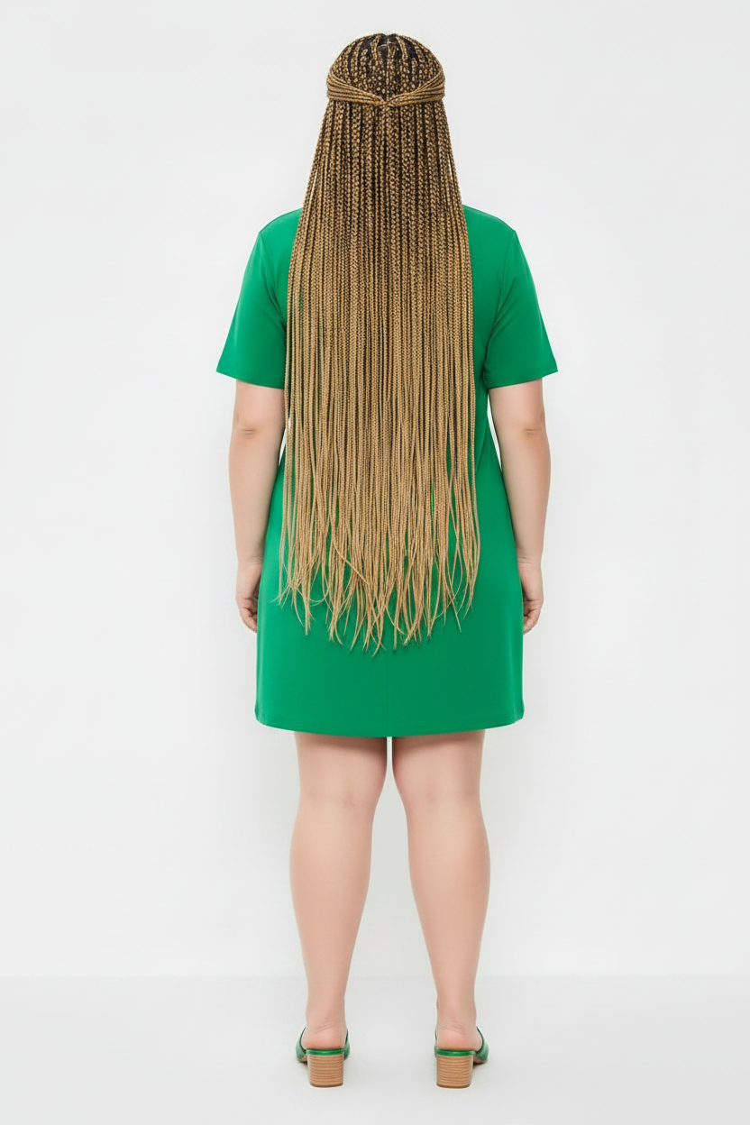 Women's Vintage Crew-Neck Mini T-Shirt Dress GREEN PLUS SIZE