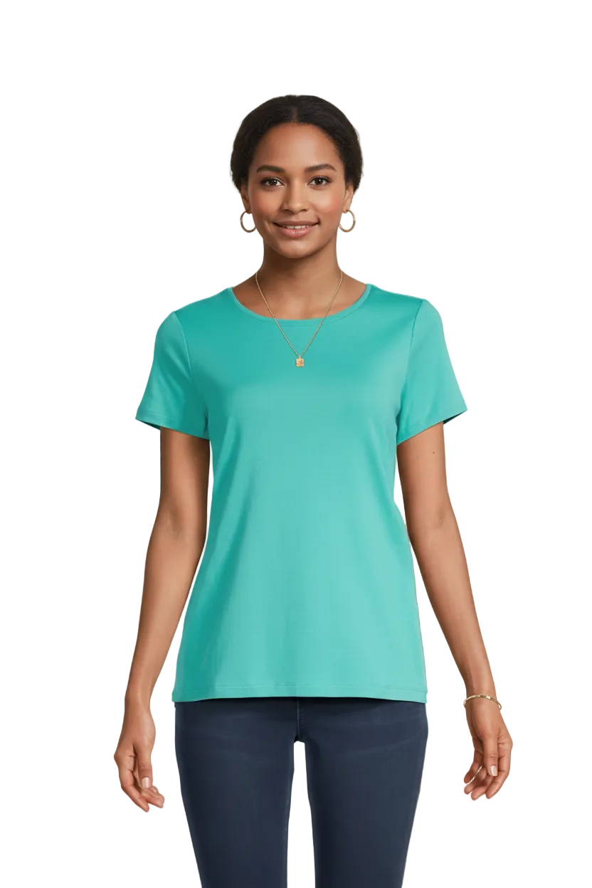 Women's Crew Neck 100% Short Sleeve T-Shirt Tee Shirt  TURQUOISE