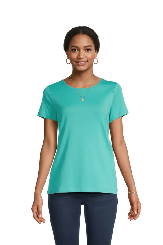 Women's Crew Neck 100% Short Sleeve T-Shirt Tee Shirt  TURQUOISE