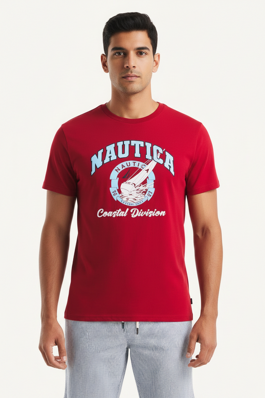 Men's Costal Division Graphic T-Shirt Tee cotton Jersey Red