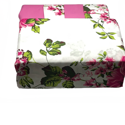 Luxury 6 piece Print Sheet Set Soft 1800  pink Fuchsia Floral Flowers KING