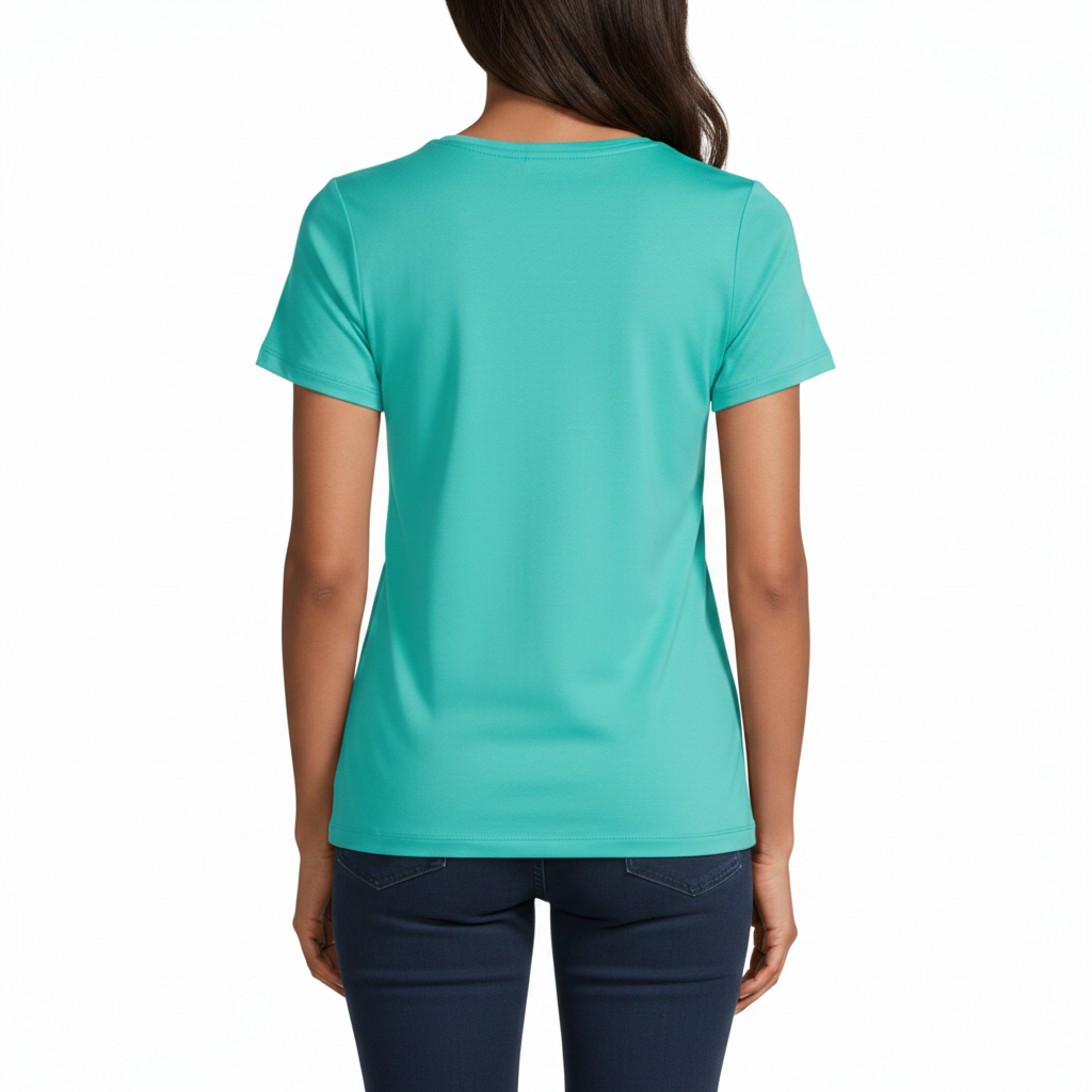Women's Crew Neck 100% Short Sleeve T-Shirt Tee Shirt  TURQUOISE