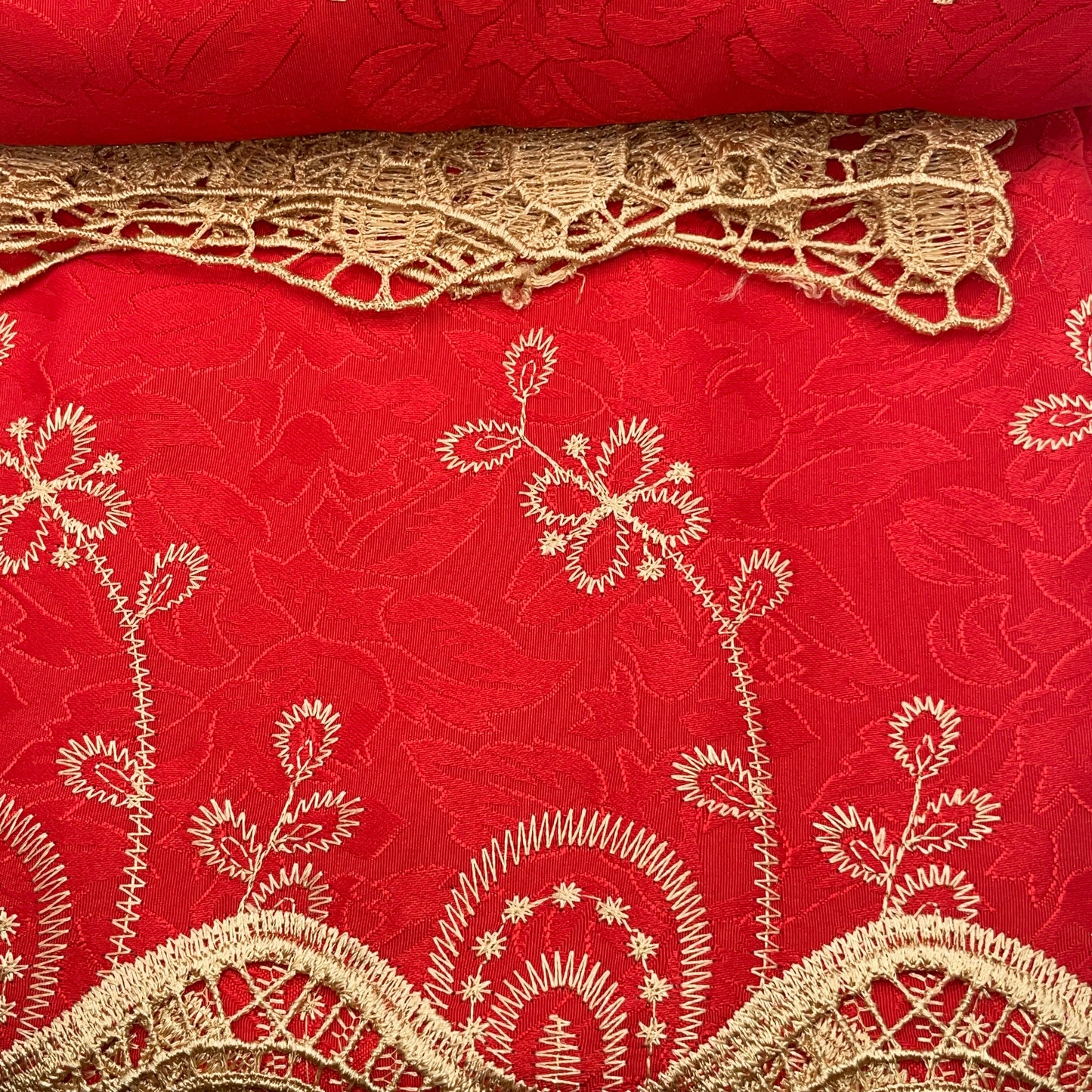 TANIA RED Embroidered Delicate lurex weave Black out  Curtain 54 X 84