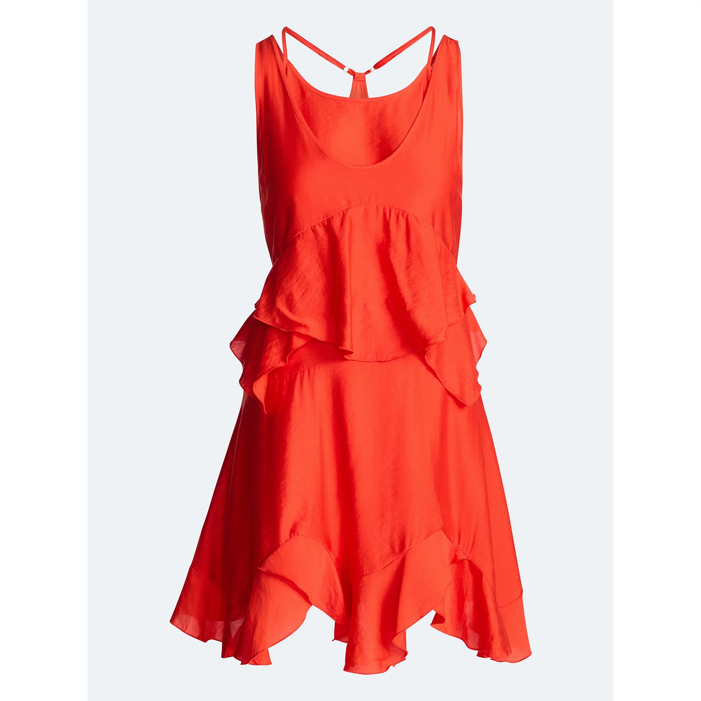 Women's PLUS Women'sSexy  Red Mini Ruffle Tank Dress Open back