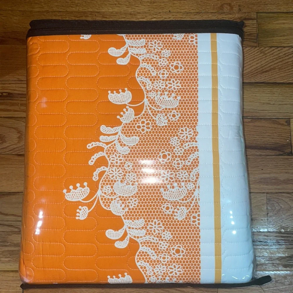 10 Piece LORDES Quilt w Sheet Set W Matching Curtains  KING ORANGE