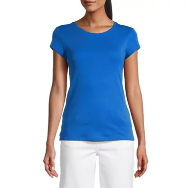 Women's Crew Neck 100% Short Sleeve T-Shirt blue