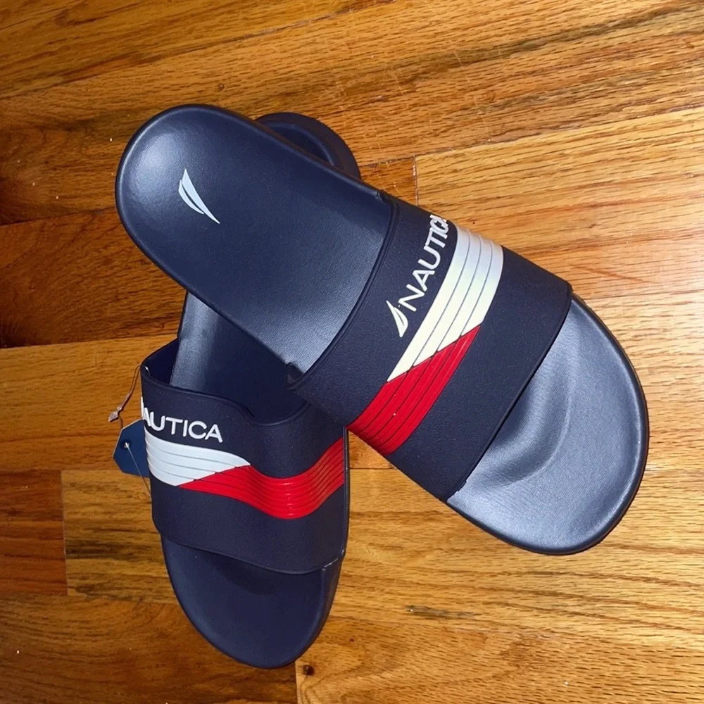 Men's Nautica Blue Two Tone Logo Slide Slippers