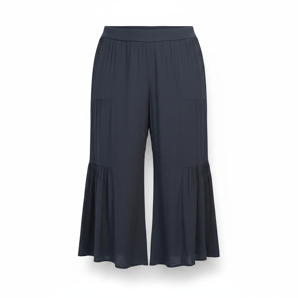 Women's PLUS SIZE  Pull On Tie Waist Gauze Pants  NAVY