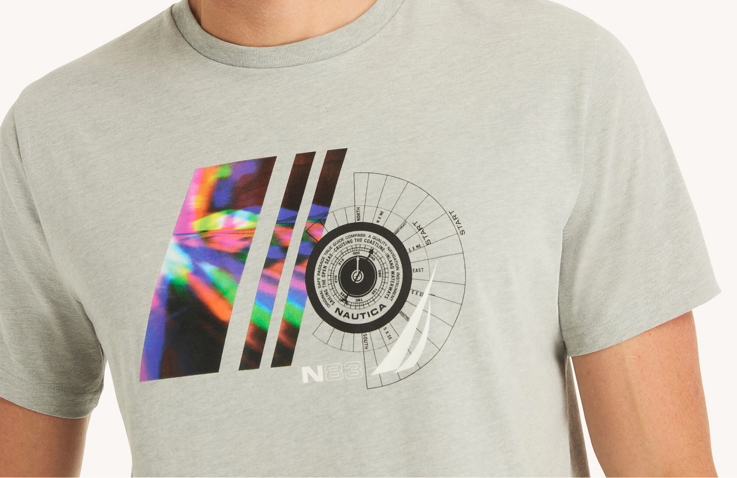Men's Nautica rainbow wave graphic t-shirt Grey