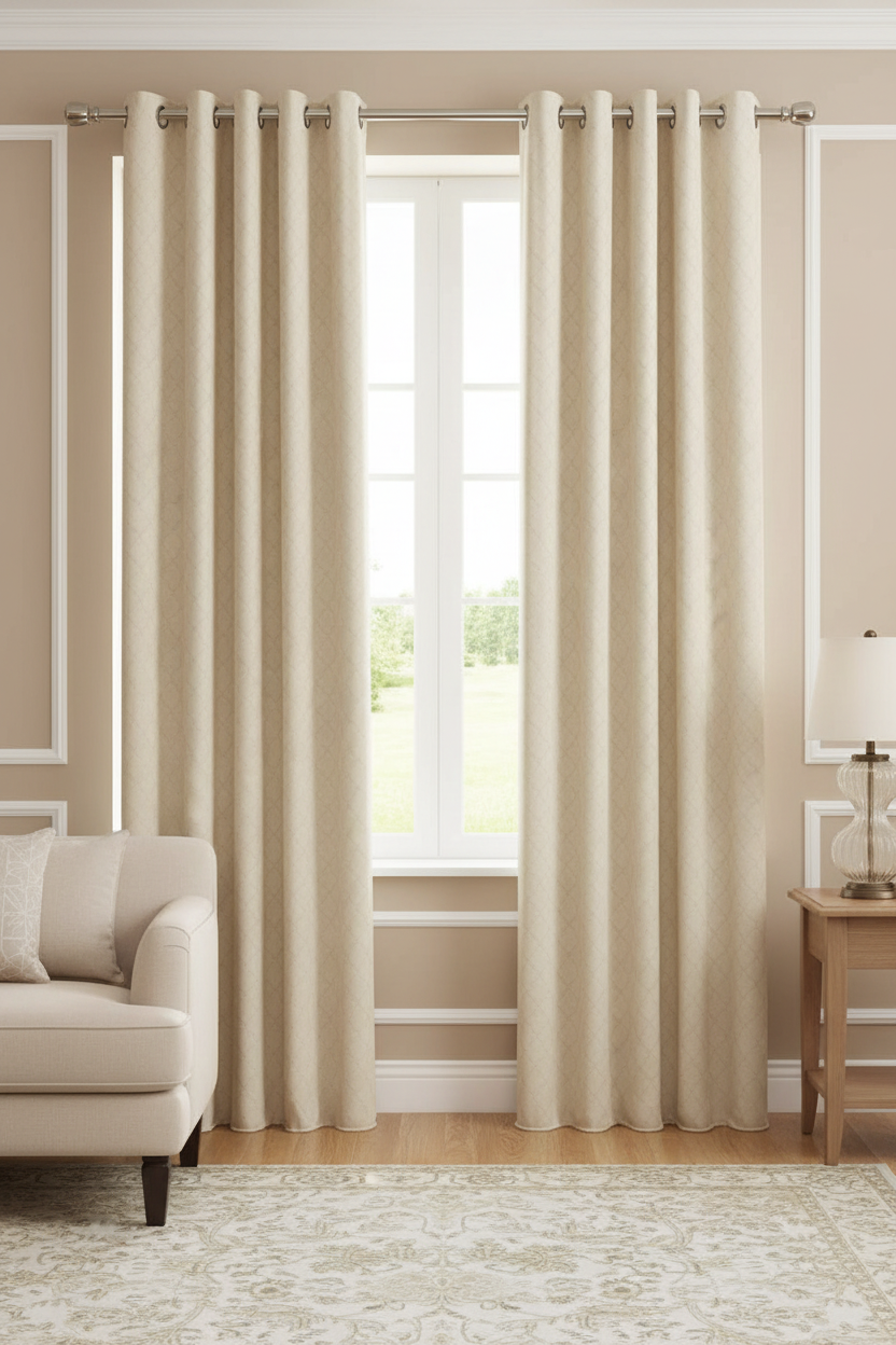 NEW DANIELLE BEIGE Geometric Shape patterned curtain drapes