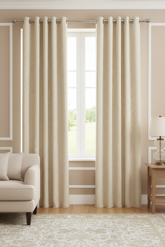 NEW DANIELLE BEIGE Geometric Shape patterned curtain drapes