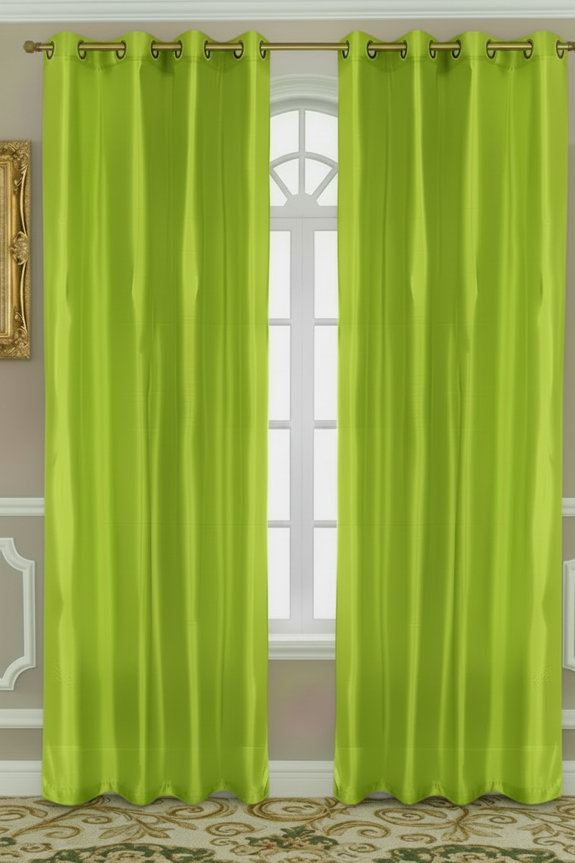 NEW CHRISTINA LIME GREEN  Semi Sheer Faux Slik Solid Panel