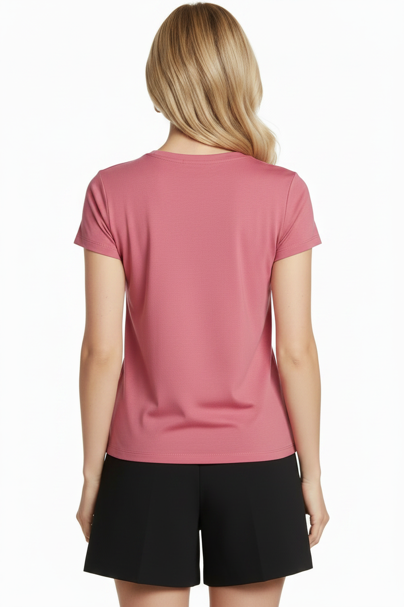 Women's Crew Neck 100% cotton Short Sleeve T-Shirt Tee Shirt PINK