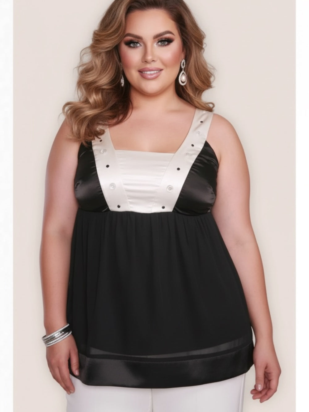 Torrid Babydoll Satin Jeweled trim top Dress Formal Shirt  PLUS SIZE