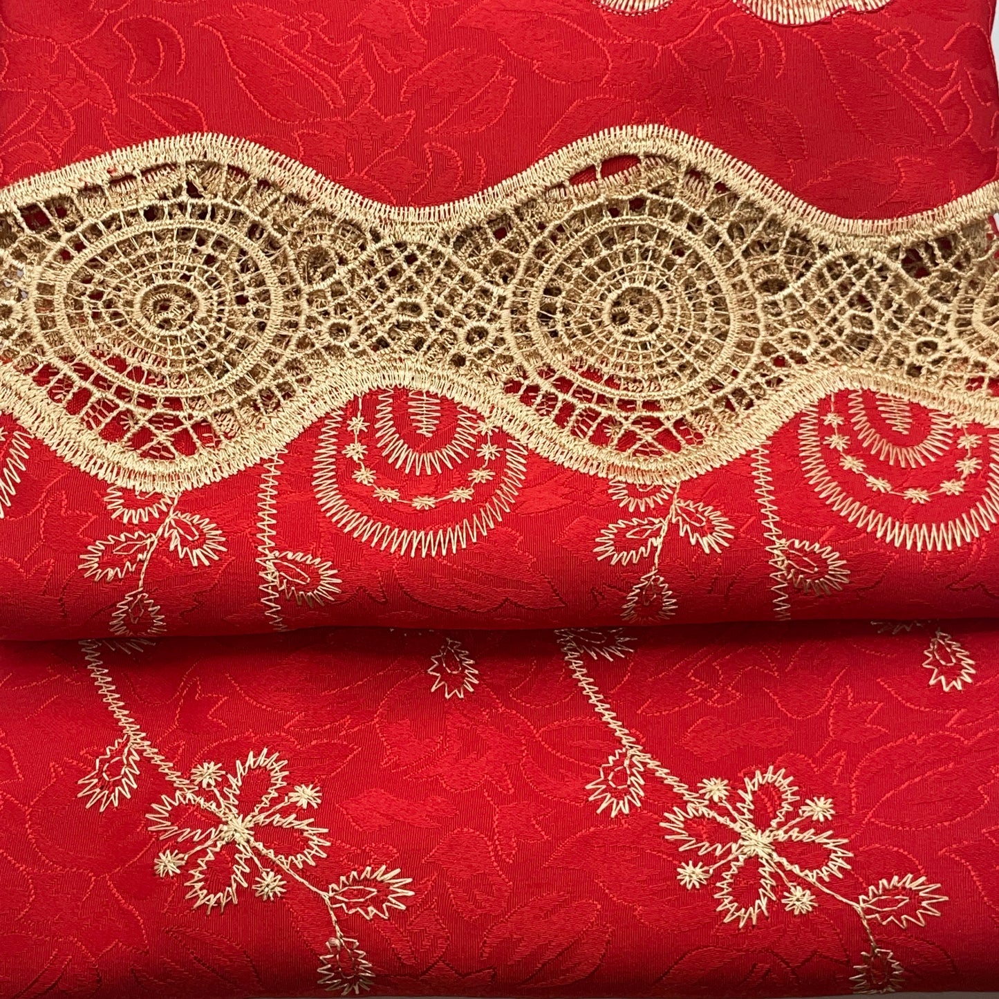 TANIA RED Embroidered Delicate lurex weave Black out  Curtain 54 X 84