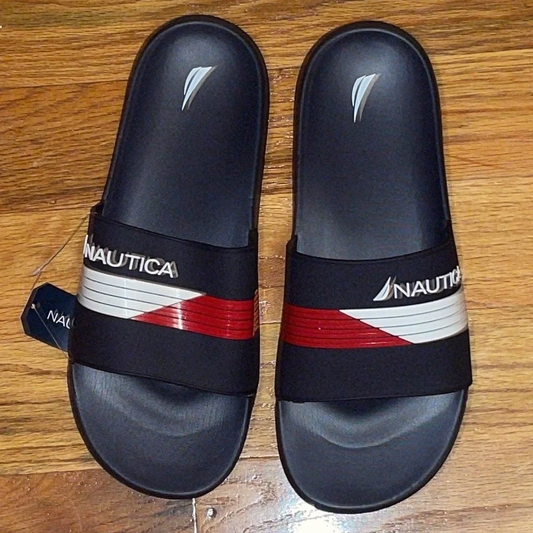Men's Nautica Blue Two Tone Logo Slide Slippers