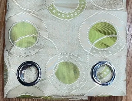 DANIELLE GREEN CIRCLE Jacquard Circle Weave  Grommet Panel Curtain