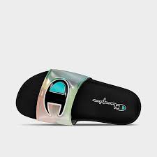 Women's Champion  Print Logo Slipper Slides Incandescent Black