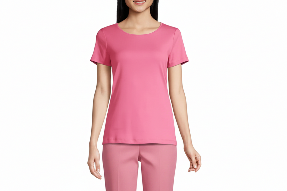 Women's Crew Neck 100% Short Sleeve T-Shirt Tee Shirt PINK