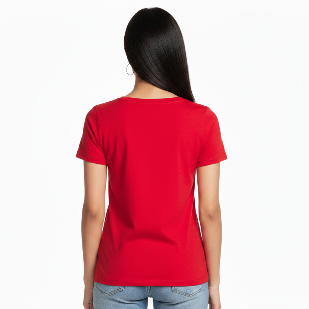 Women's Crew Neck 100% Short Sleeve T-Shirt Tee Shirt  RED