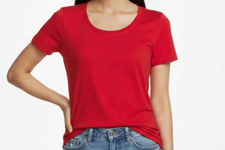 Women's Crew Neck 100% Short Sleeve T-Shirt Tee Shirt  RED