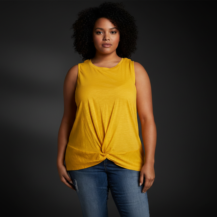 Women's Sleeveless Twist Hem Front  Tank Top  PLUS SIZE