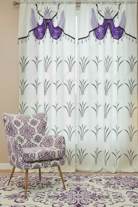 HAYDEN Purple  beaded Curtain with Beaded Valance