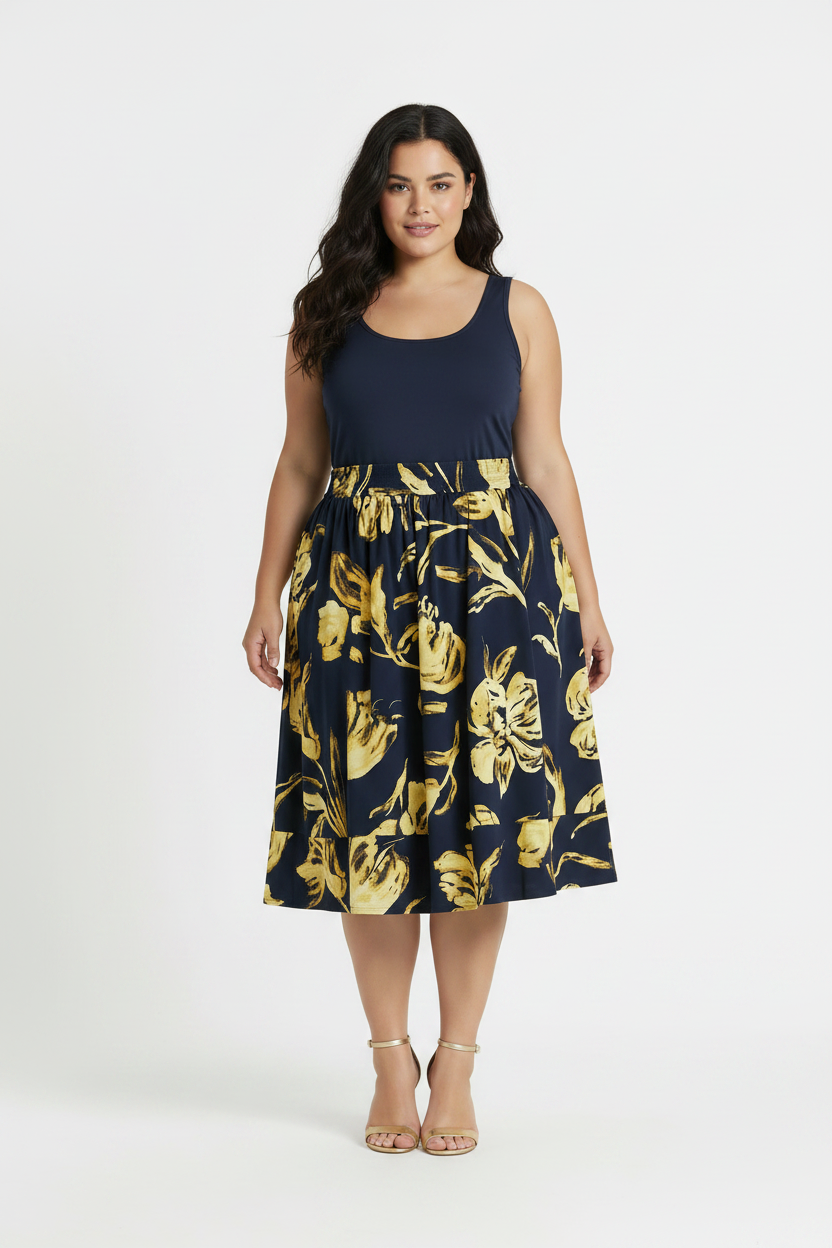Trendy Women's PLUS Size Women's Tiered Pull-On Skirt