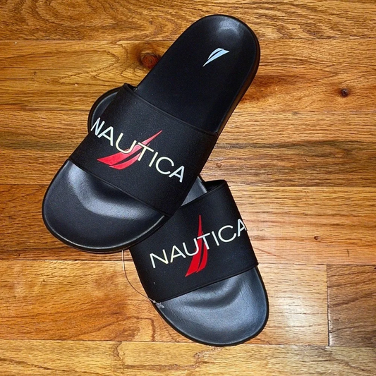 Men's Nautica Black emblem  Logo Slide Slippers