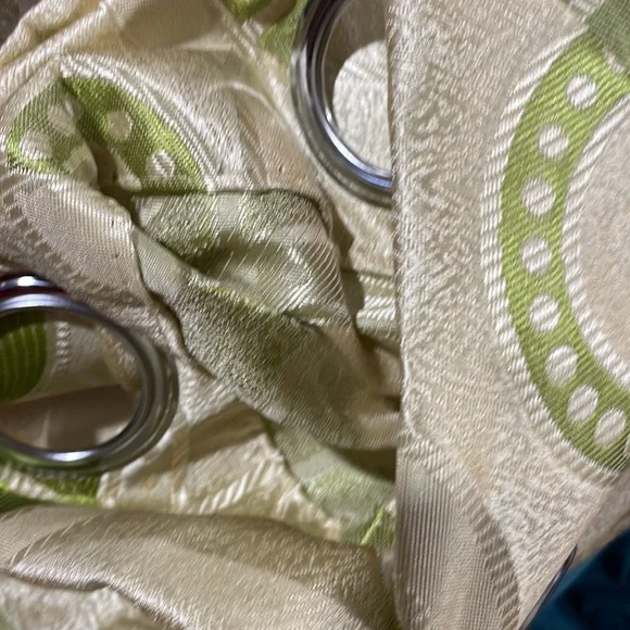 DANIELLE GREEN CIRCLE Jacquard Circle Weave  Grommet Panel Curtain