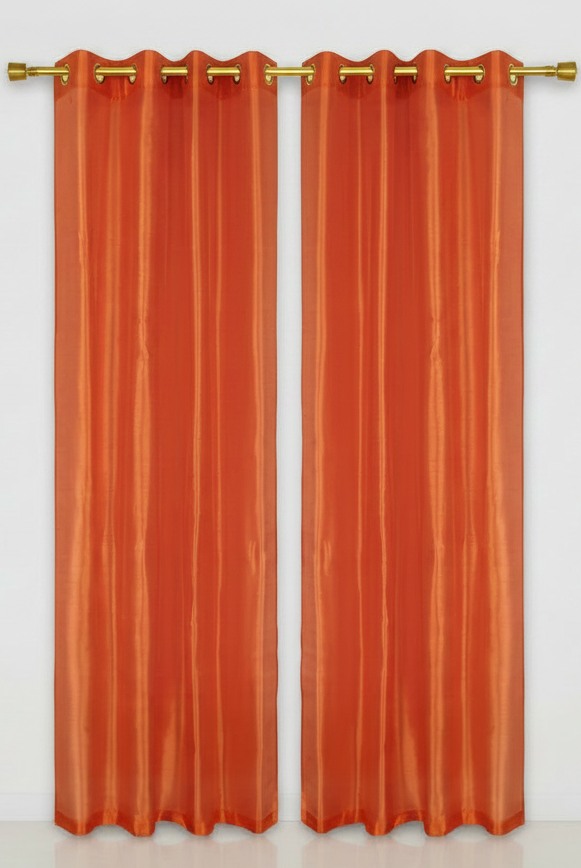 NEW CHRISTINA ORANGE Semi Sheer Faux Slik Solid Panel