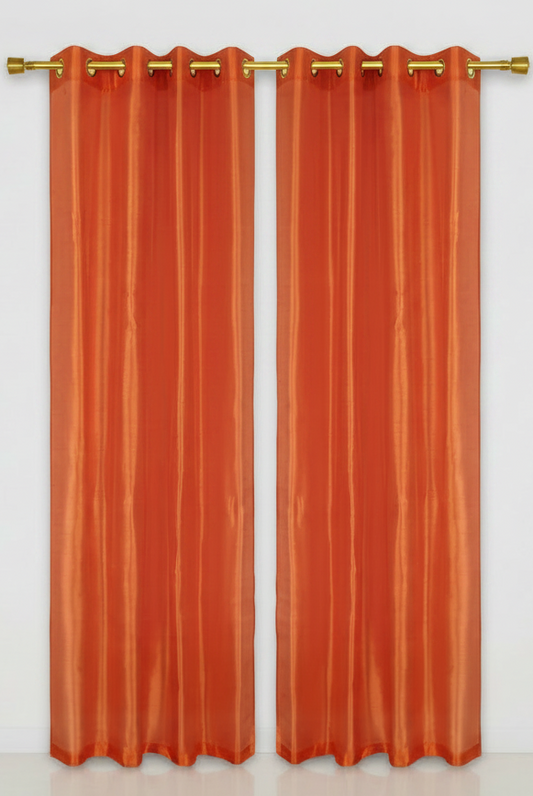 NEW CHRISTINA ORANGE Semi Sheer Faux Slik Solid Panel