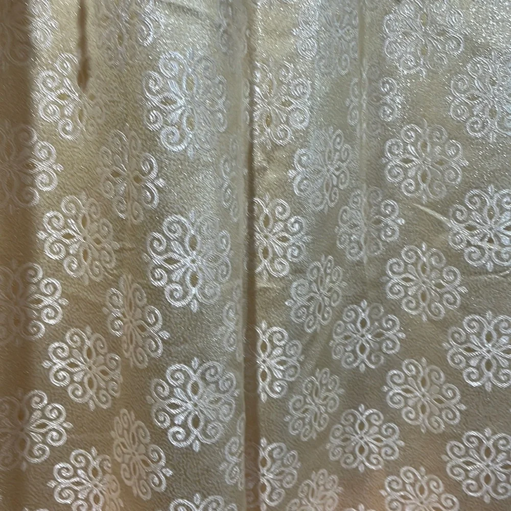 SLOANE BEIGE Jacquard  Pattern Panel Curtain w attached lace valanceLD