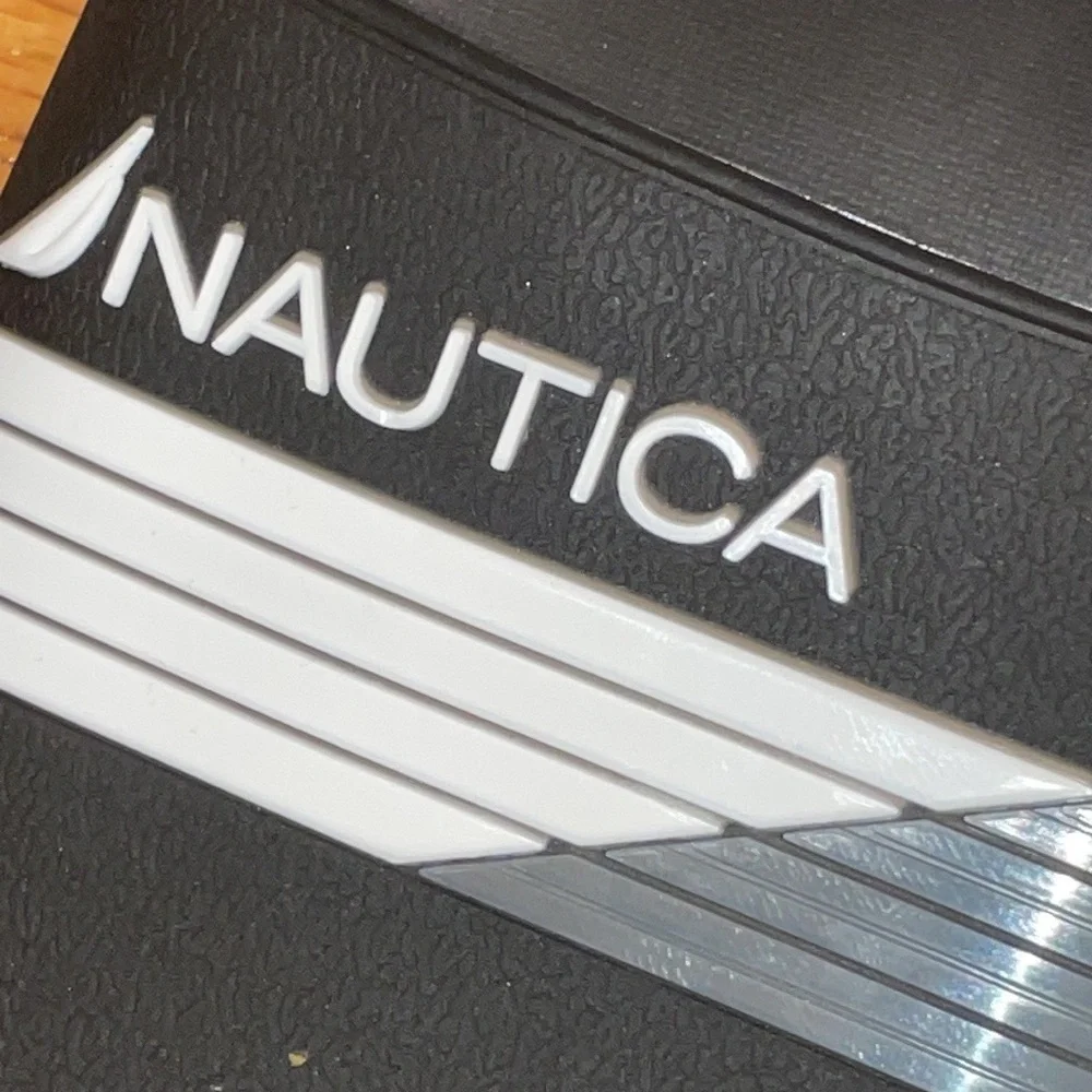 Men's Nautica Black Two Tone Logo Slide Slippers