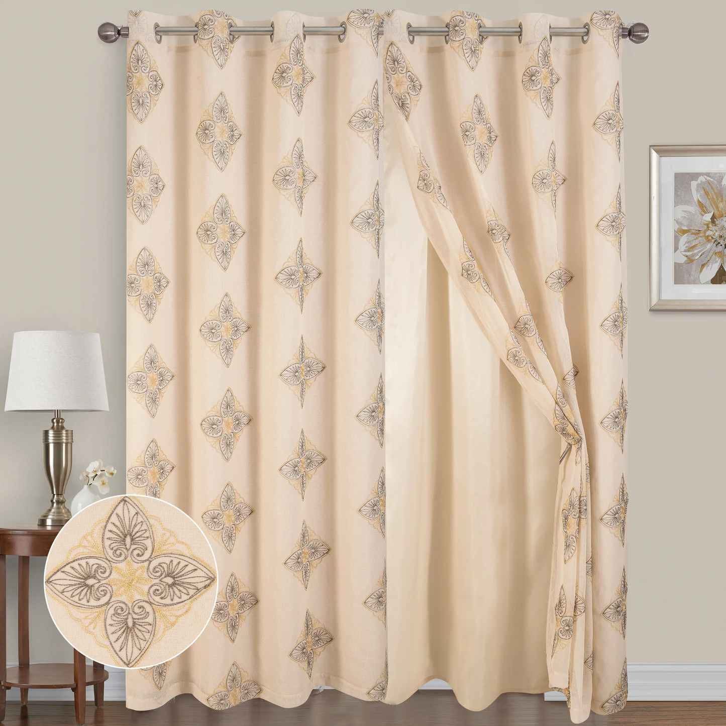 DOREEN Embroidery Grommet Panel with Attached Backing