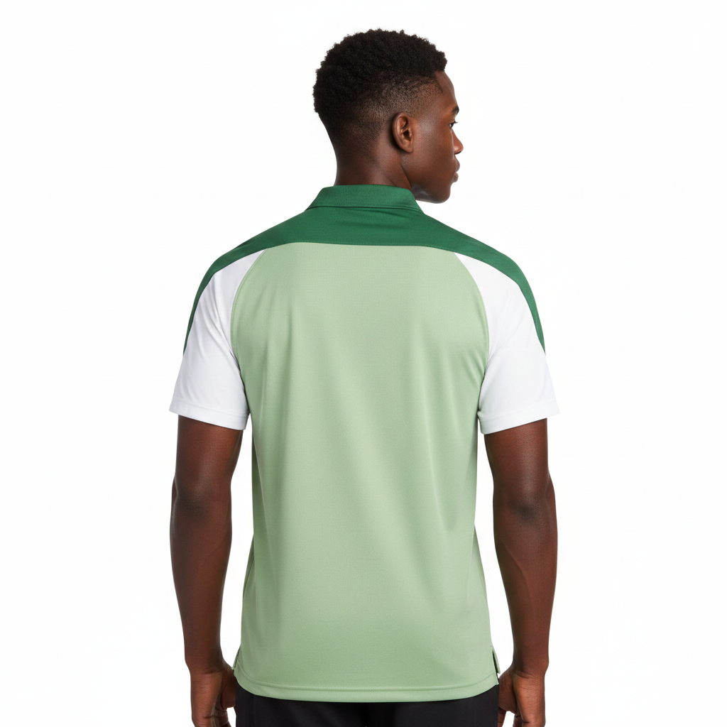 Men's Jersey 3 Colored Block Polo Shirt Green