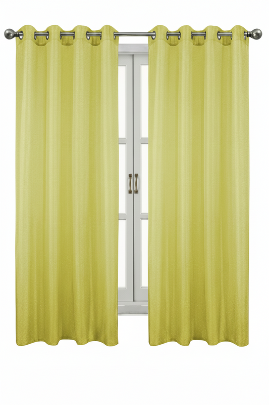 Metallic Sheer Shimmering Lurex Sheer Grommet Window Panel, 54 x 90 YELLOW