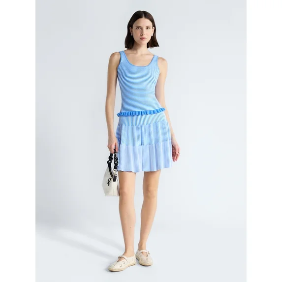 Women's PLUS SIZE 2 Piece Set  Ribbed Stitch Tiered Mini Skirt