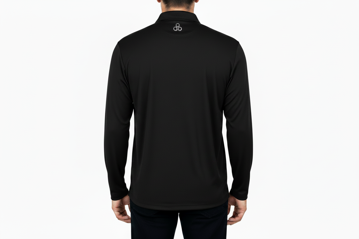 Men's Long Sleeve Polo Polyester Dress Shirt Royal BLACK
