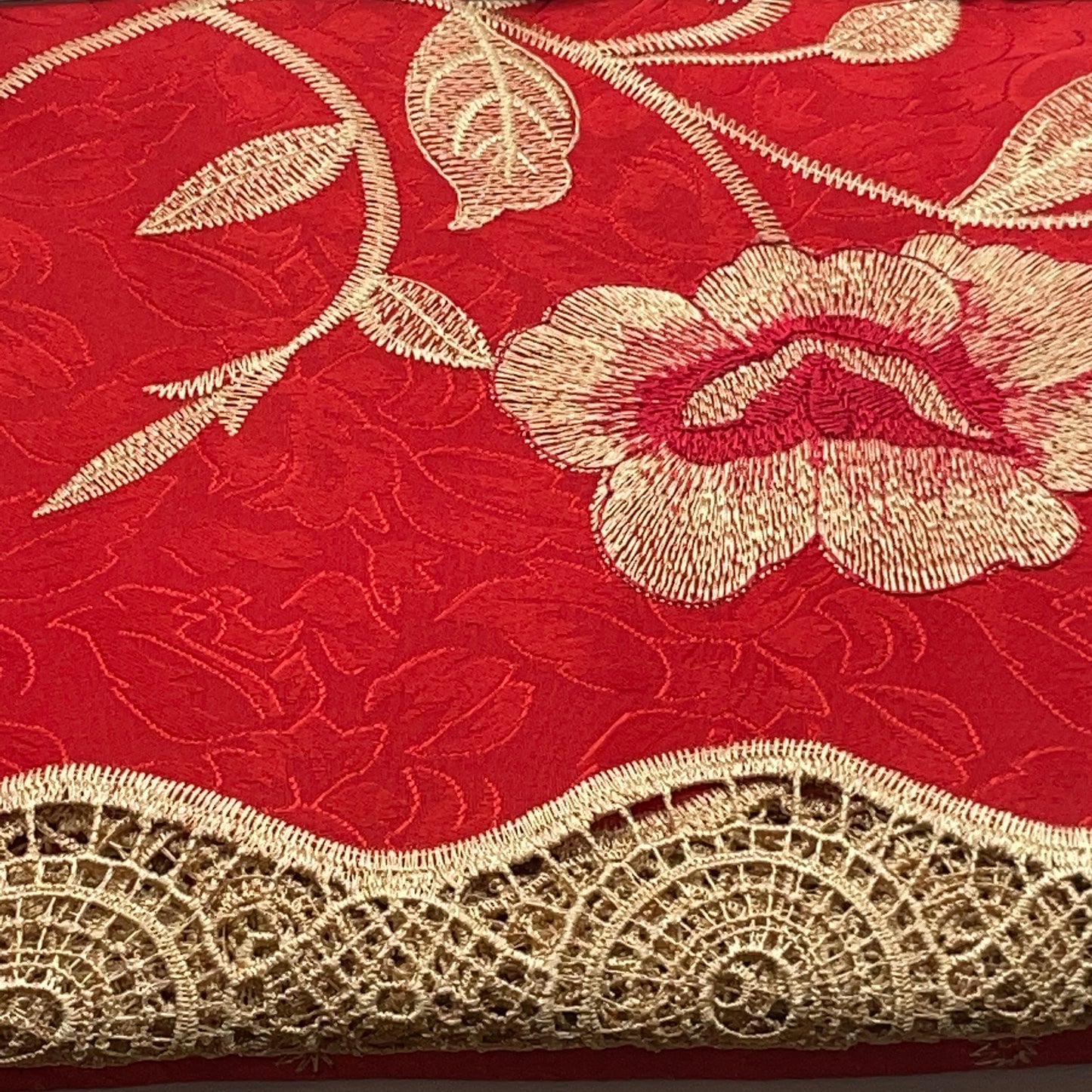 TANIA RED Embroidered Delicate lurex weave Black out  Curtain 54 X 84