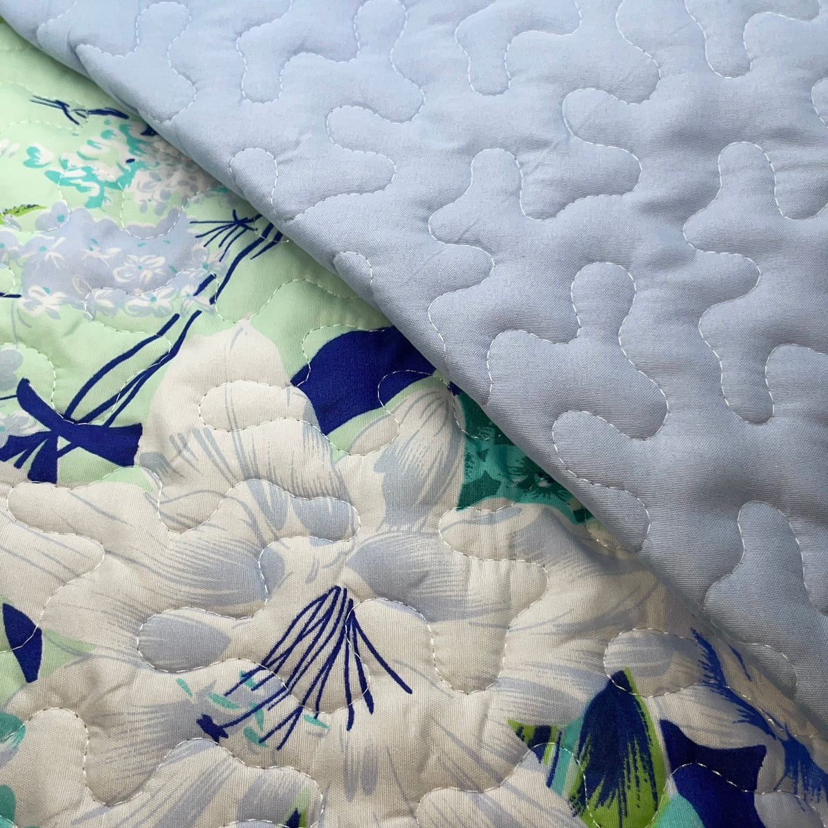 3 Piece Quilt Set  pattern Print Reversible Mint Floral KING
