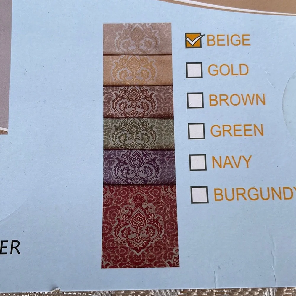 MARILYN BEIGE GOLD Jacquard  Pattern Panel Curtain w attached lace valance Beige