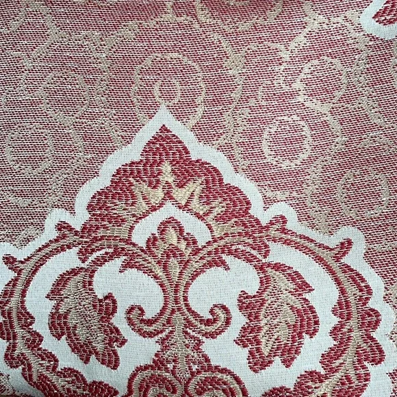 MARILYN BURGUNDY Jacquard  Pattern Panel Curtain w attached lace valance Burgundy