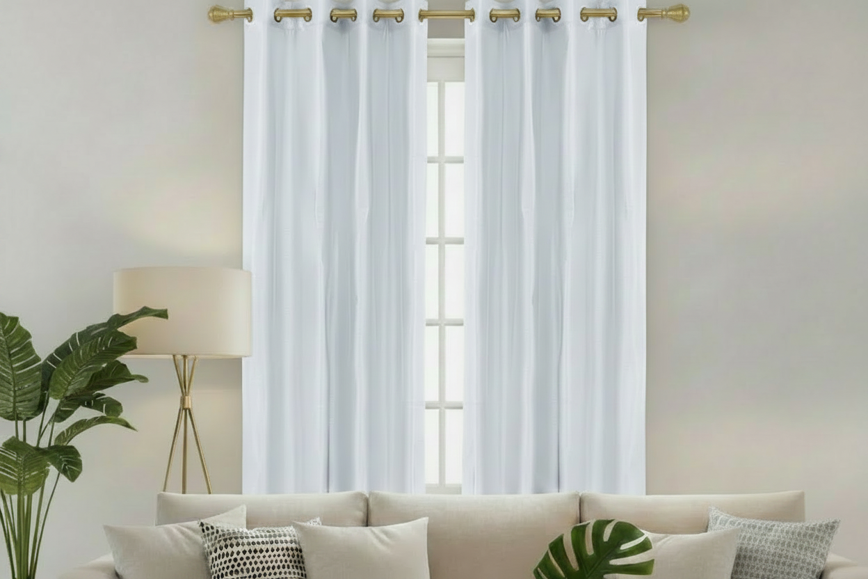 NEW CHRISTINA WHITE   Semi Sheer Faux Slik Solid Panel