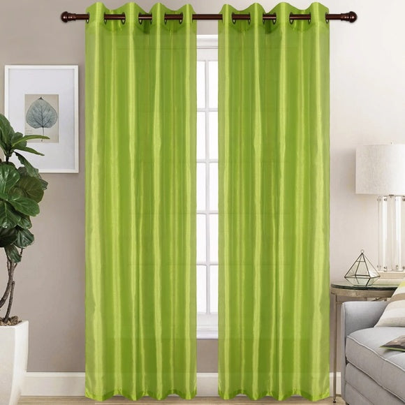 CHRISTINA LIME GREEN Faux silk  Grommet Panel Curtain