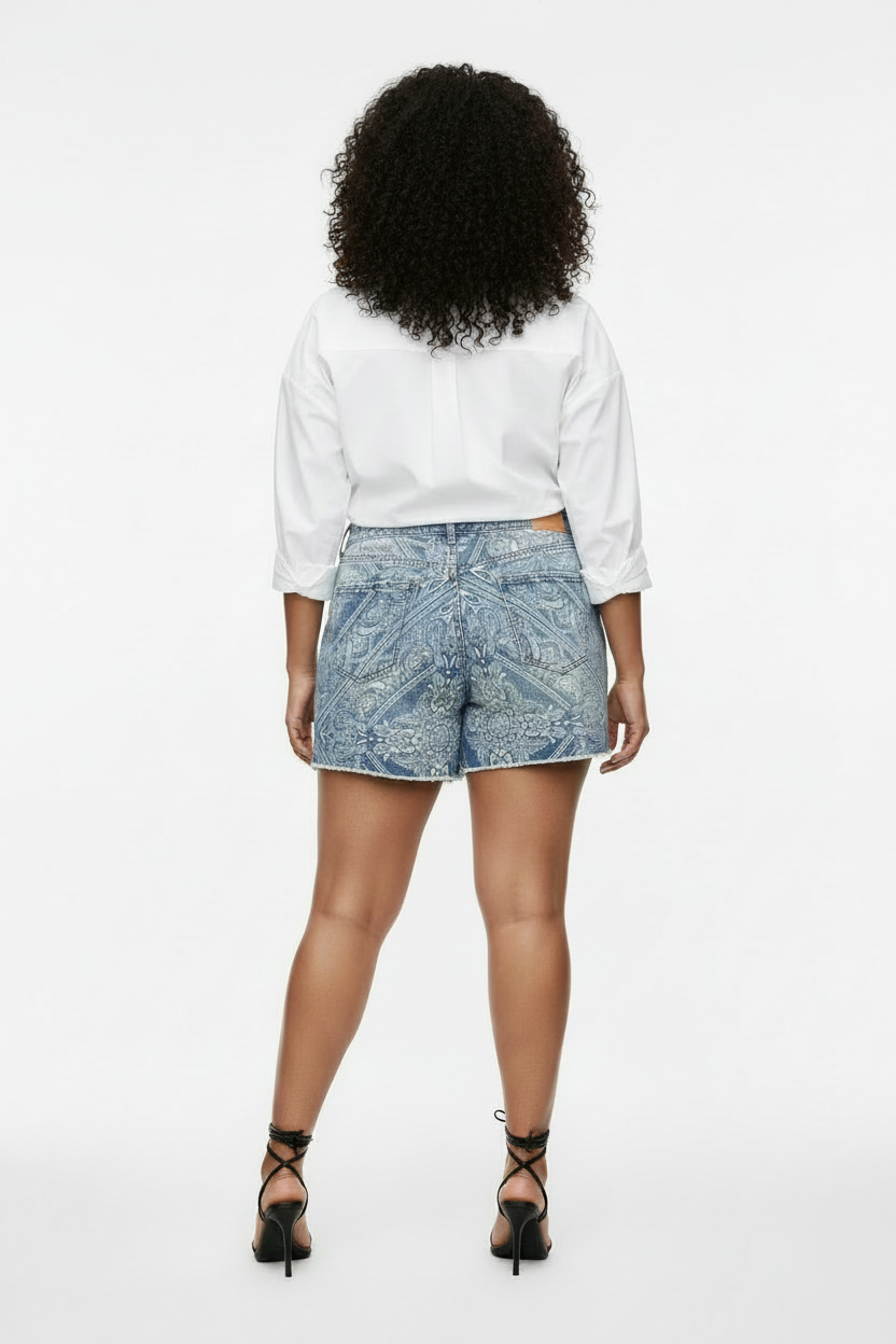 Women's PLUS Jessica Simpson High Rise Paisley Bandana Print Shorts