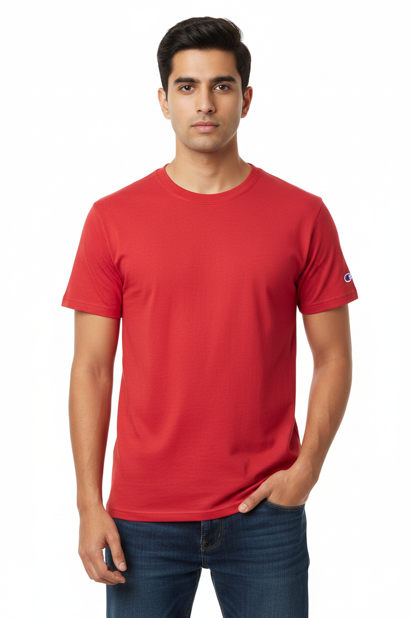 Men's 100% cotton Champion Short Sleeve Logo T-Shirt Red