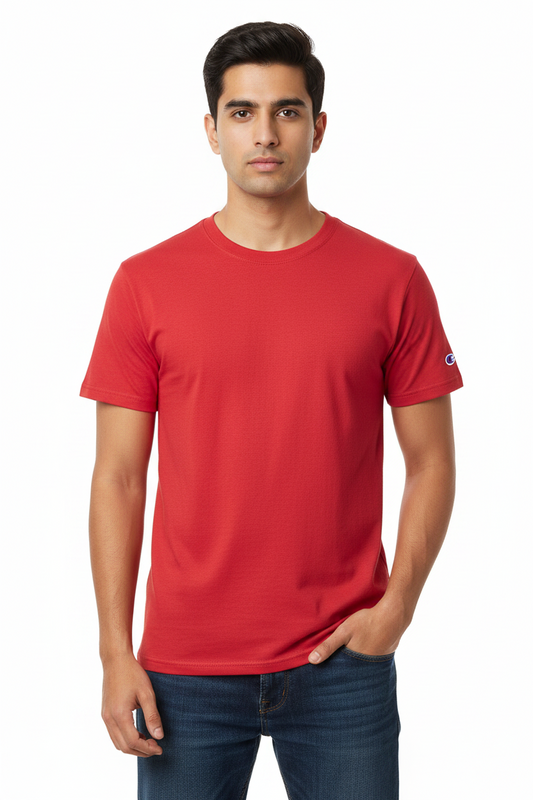 Men's 100% cotton Champion Short Sleeve Logo T-Shirt Red